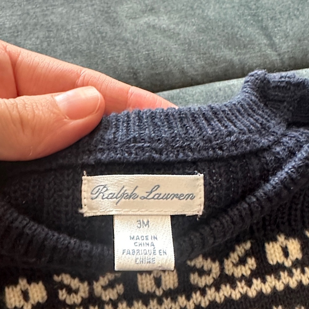 Ralph Lauren Navy and Cream Kids Sweater - Picture 2 of 6